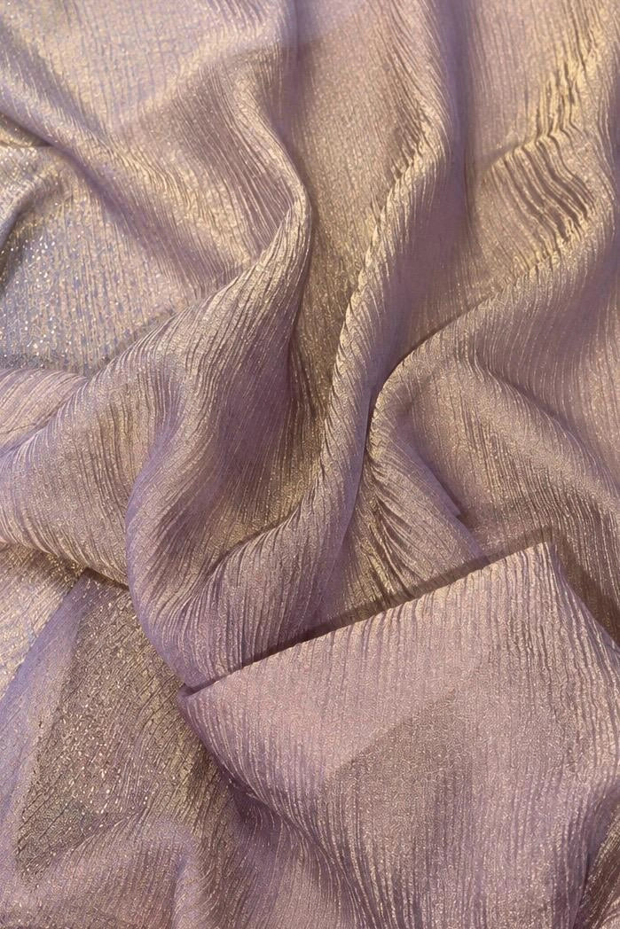 Mauve Lilac Crush Chiffon Saree with Shimmering Stone Border