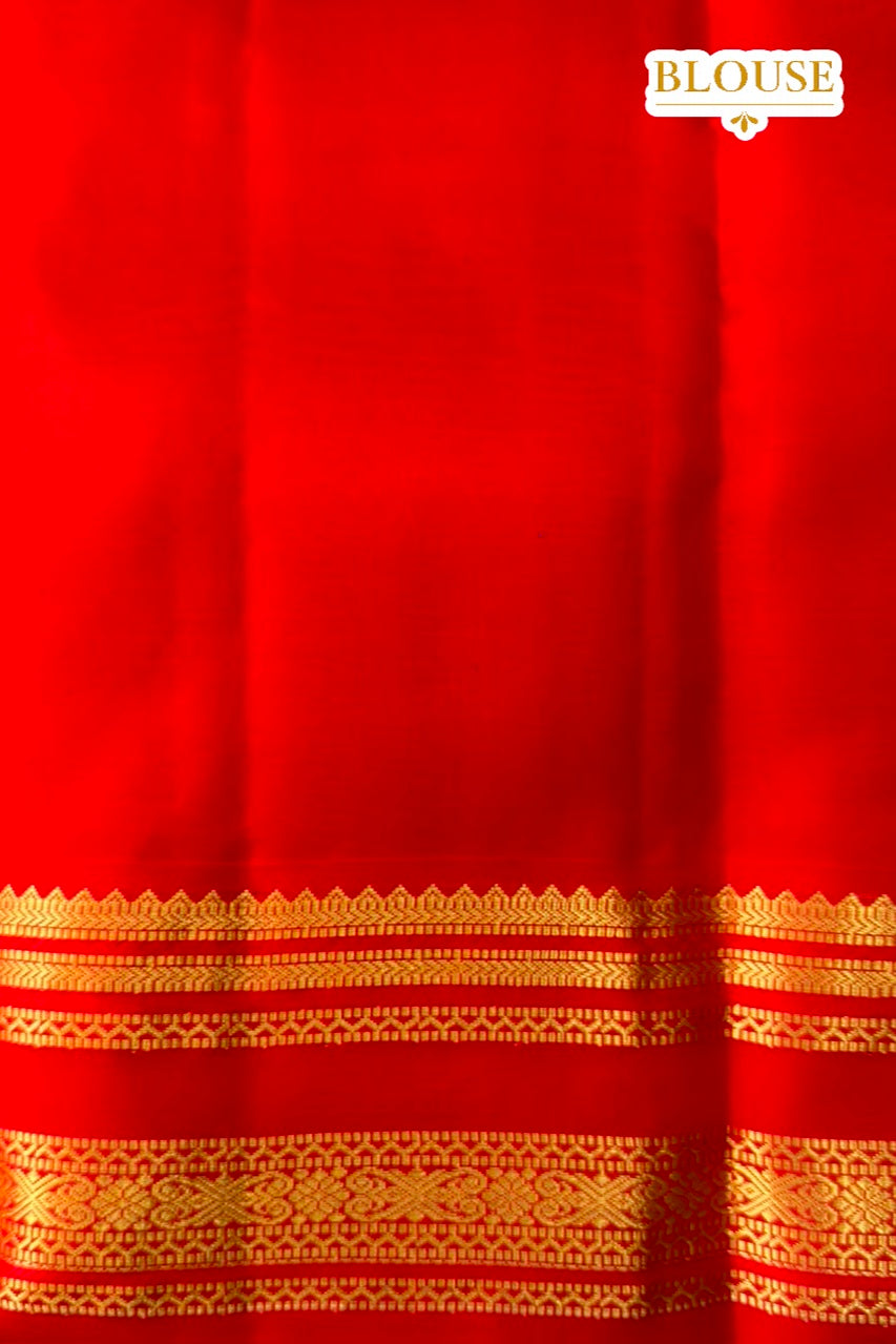 Black Pure Silk Saree with Contrast Red Gold Zari Border