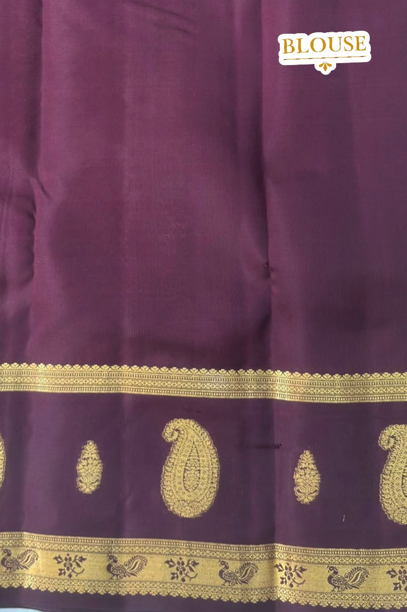 Rust Orange Silk Saree with Maroonish Brown Border & Gold Paisley Motifs