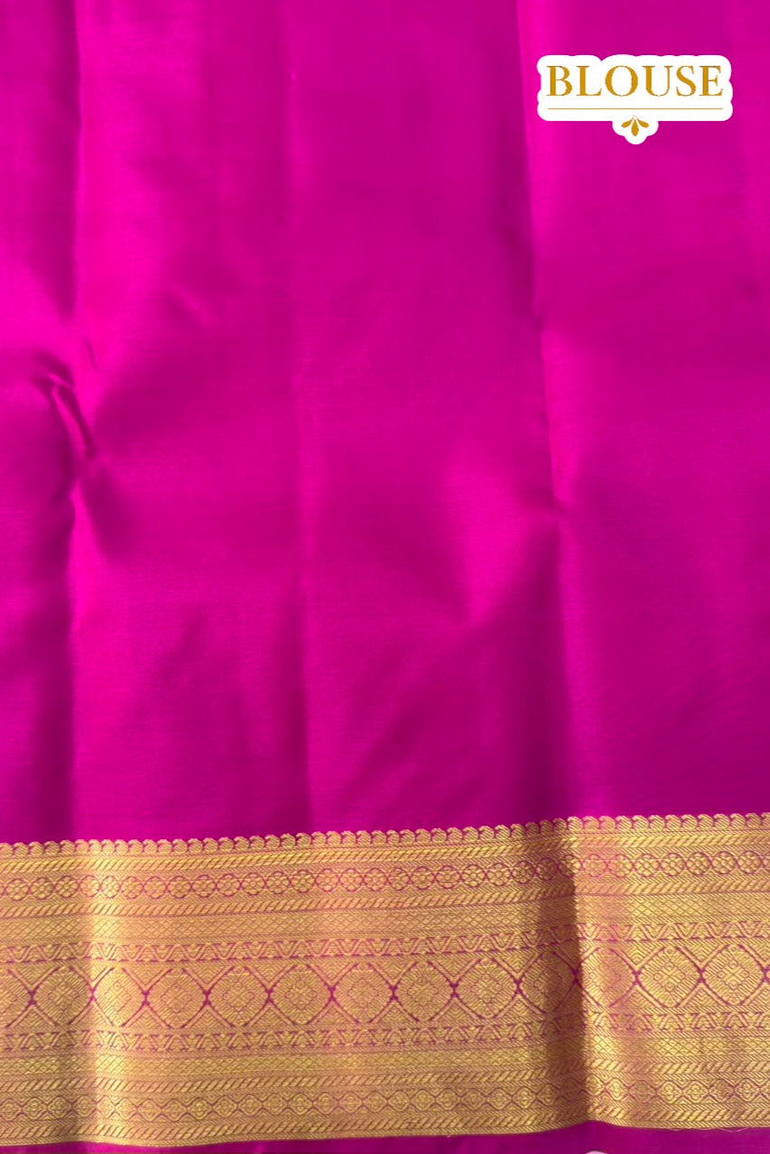 Mauve Pure Silk Saree with Gold Peacock and Medallion Motifs