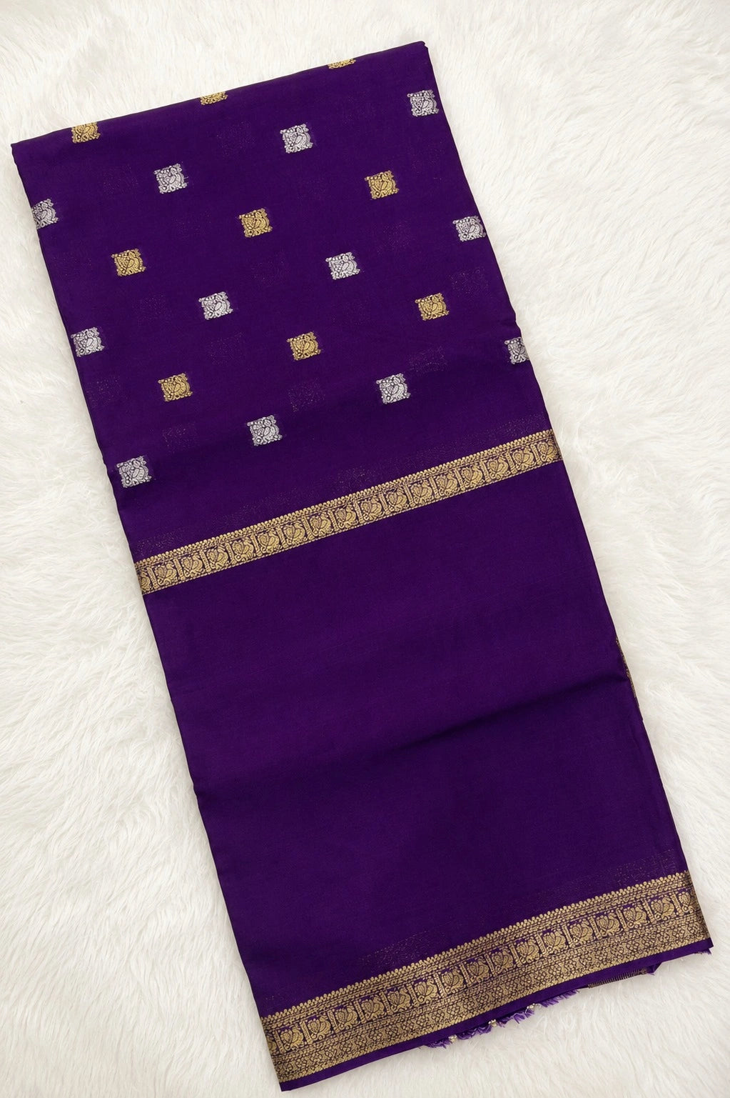 Royal Violet Semi Crepe Silk Saree