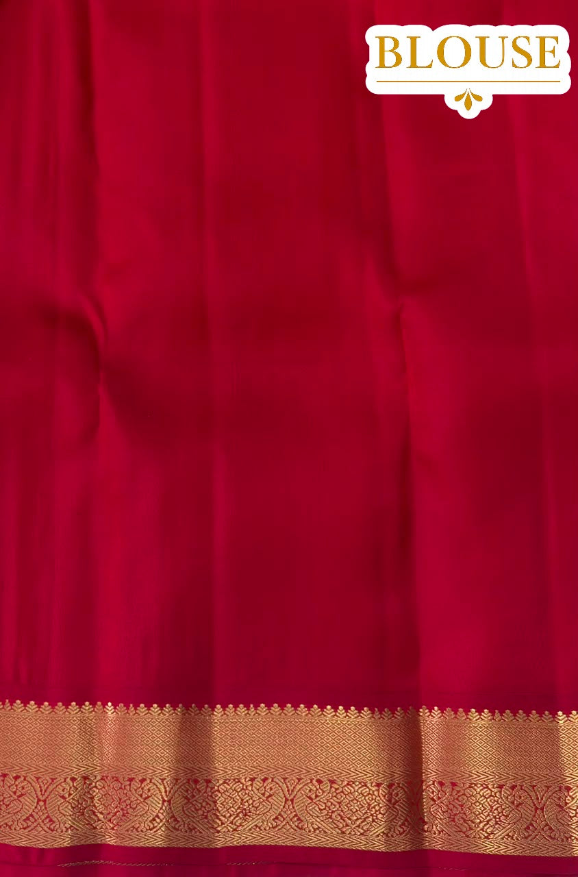 Butter Cream Pure Silk Saree with Crimson Zari Border