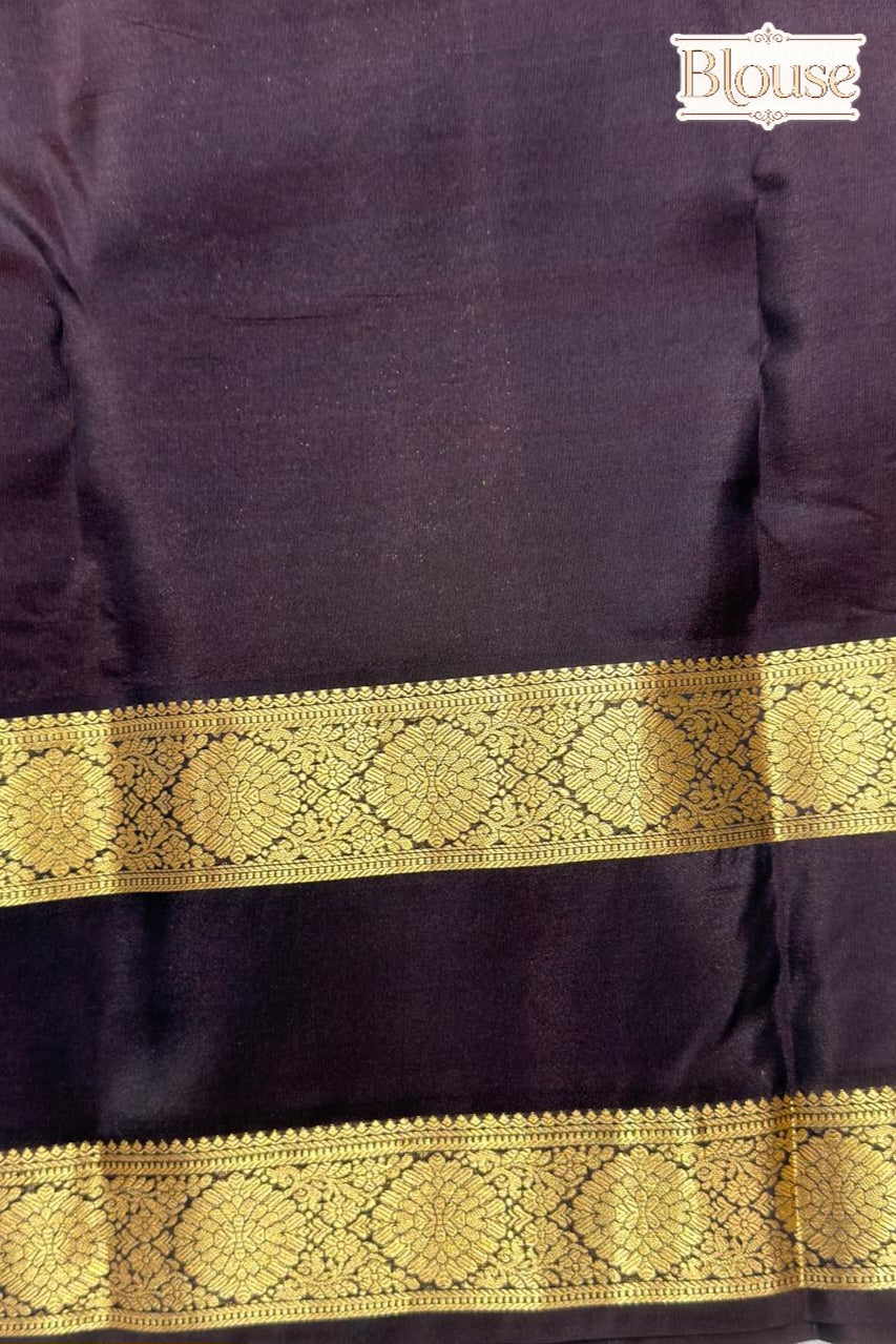 Copper Brown Checked Pure Silk Saree with Dark Border