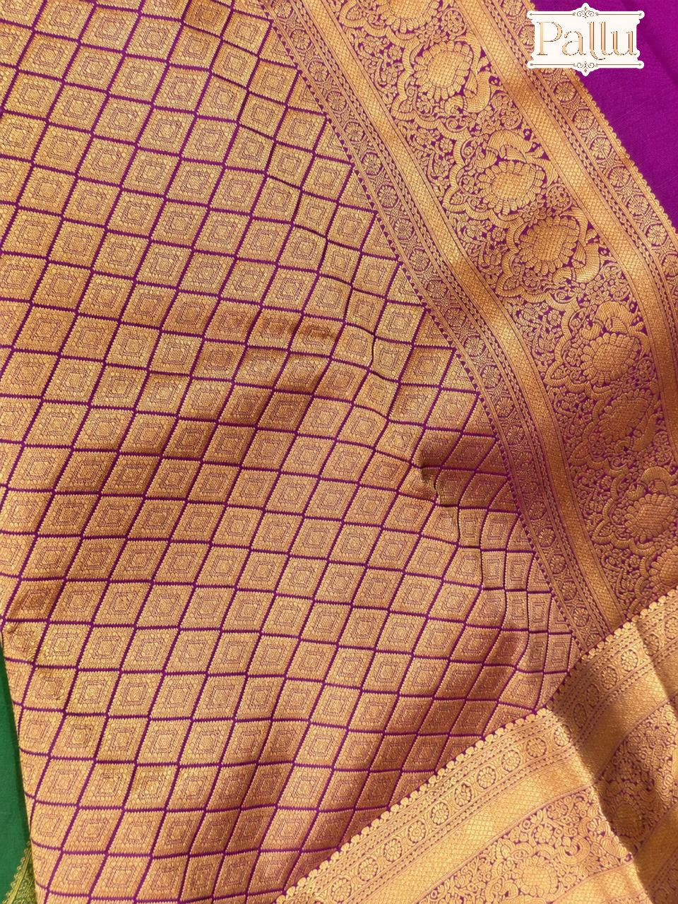 Emerald Green Pure Silk Saree with Gold Zari Border