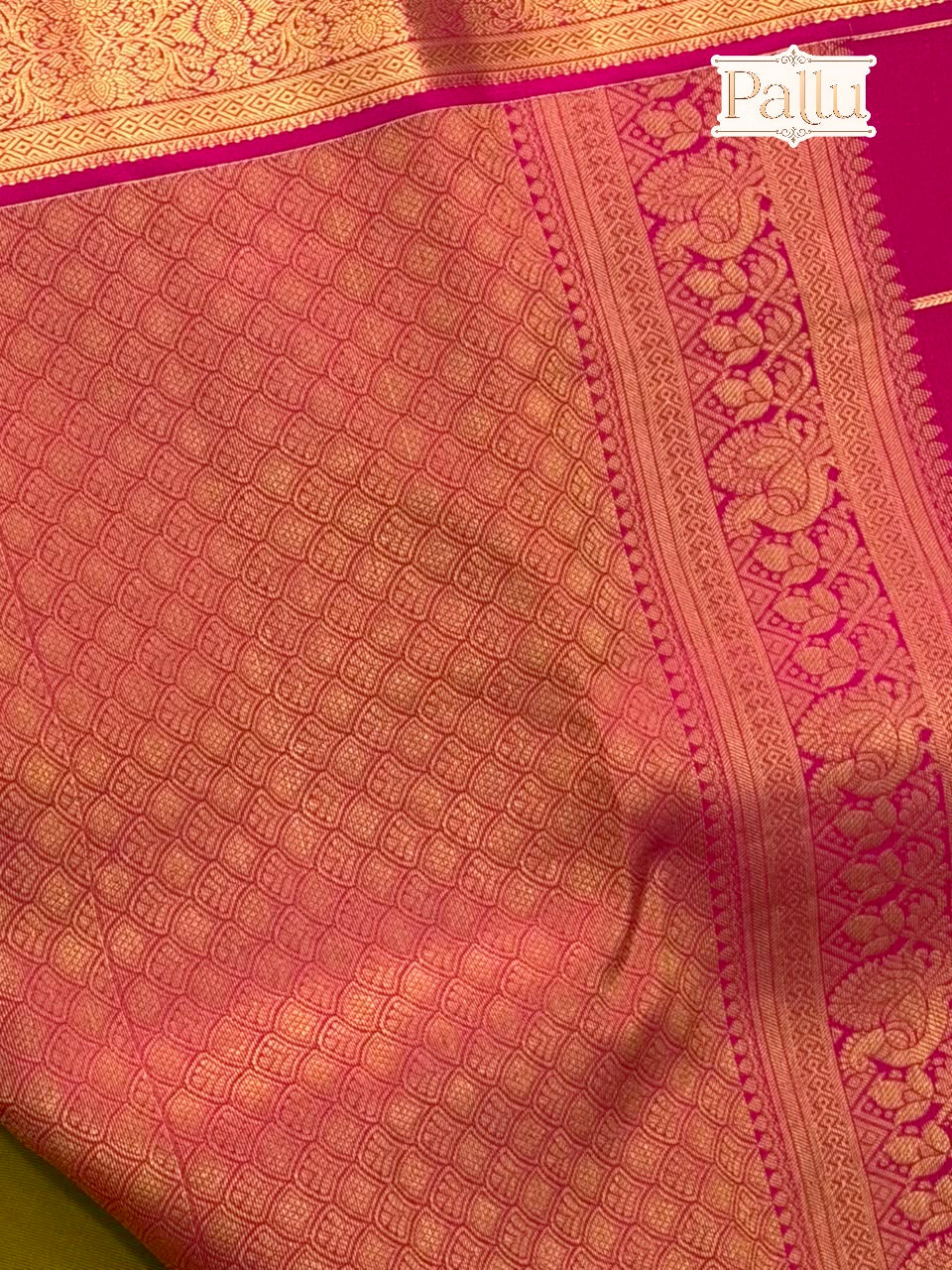 Multi Color Checked Pure Silk Saree with Gold Border