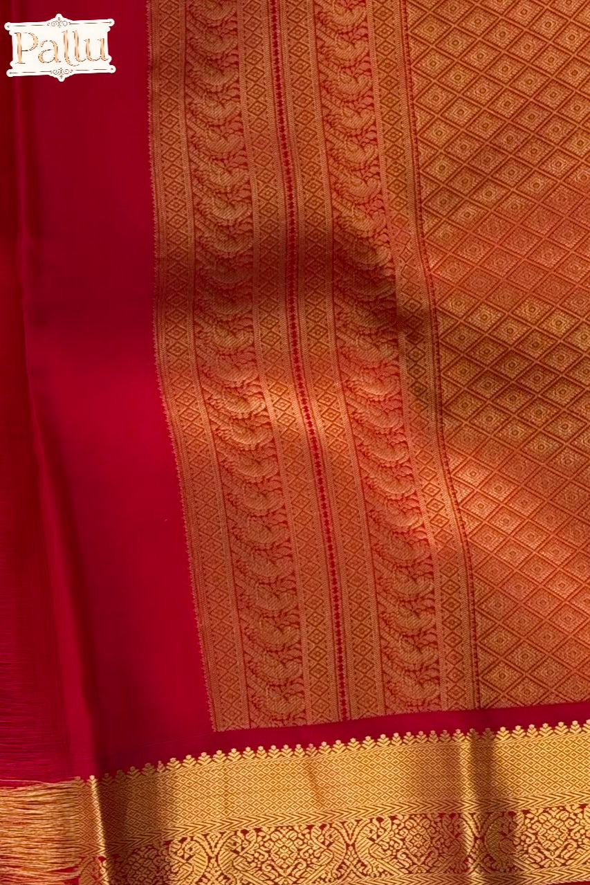 Butter Cream Pure Silk Saree with Crimson Zari Border