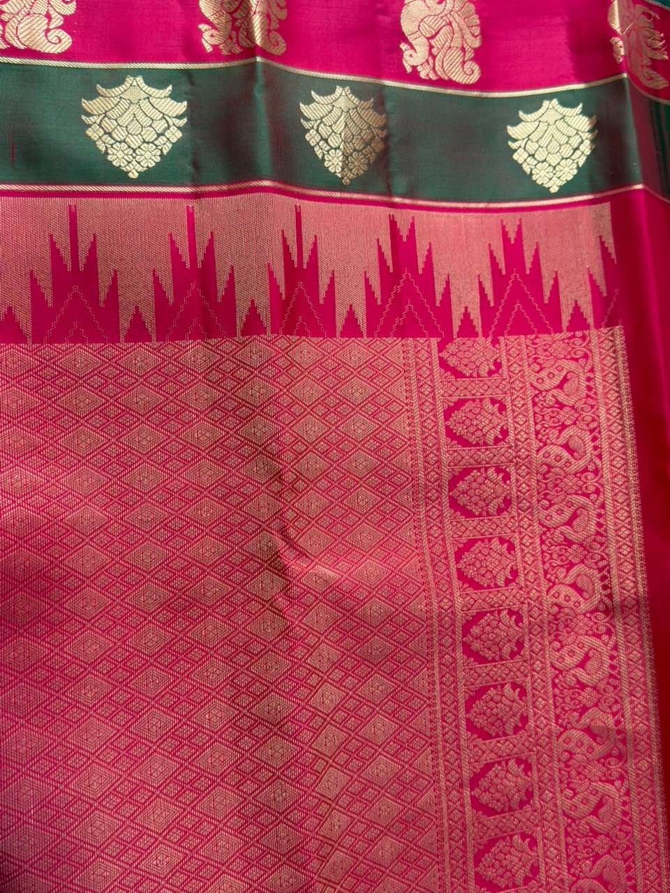 Bright Mango Orange Handloomed Pure Silk Kanchipuram Saree