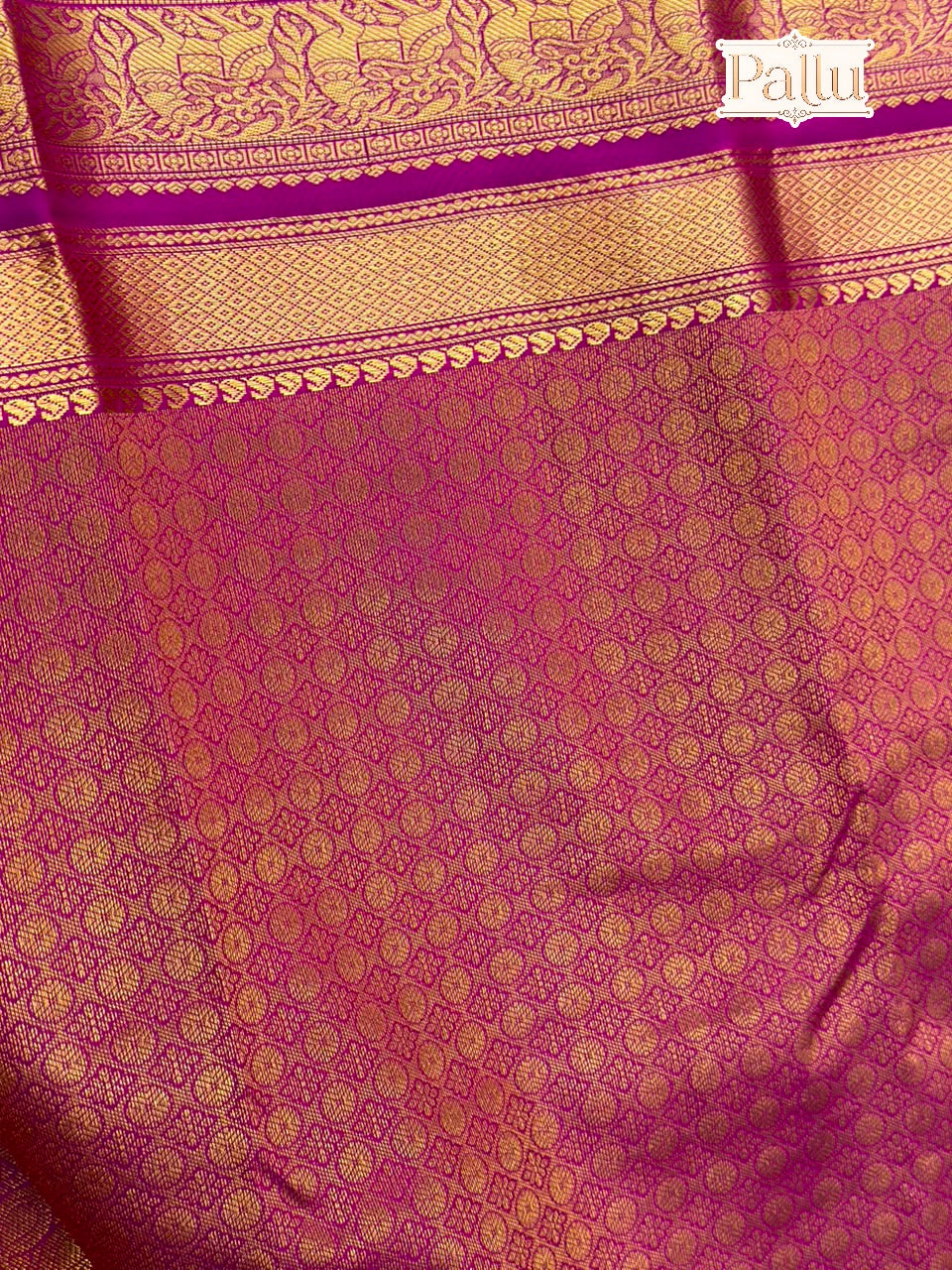 Crimson Red Checked Pure Silk Saree Purple Zari Border