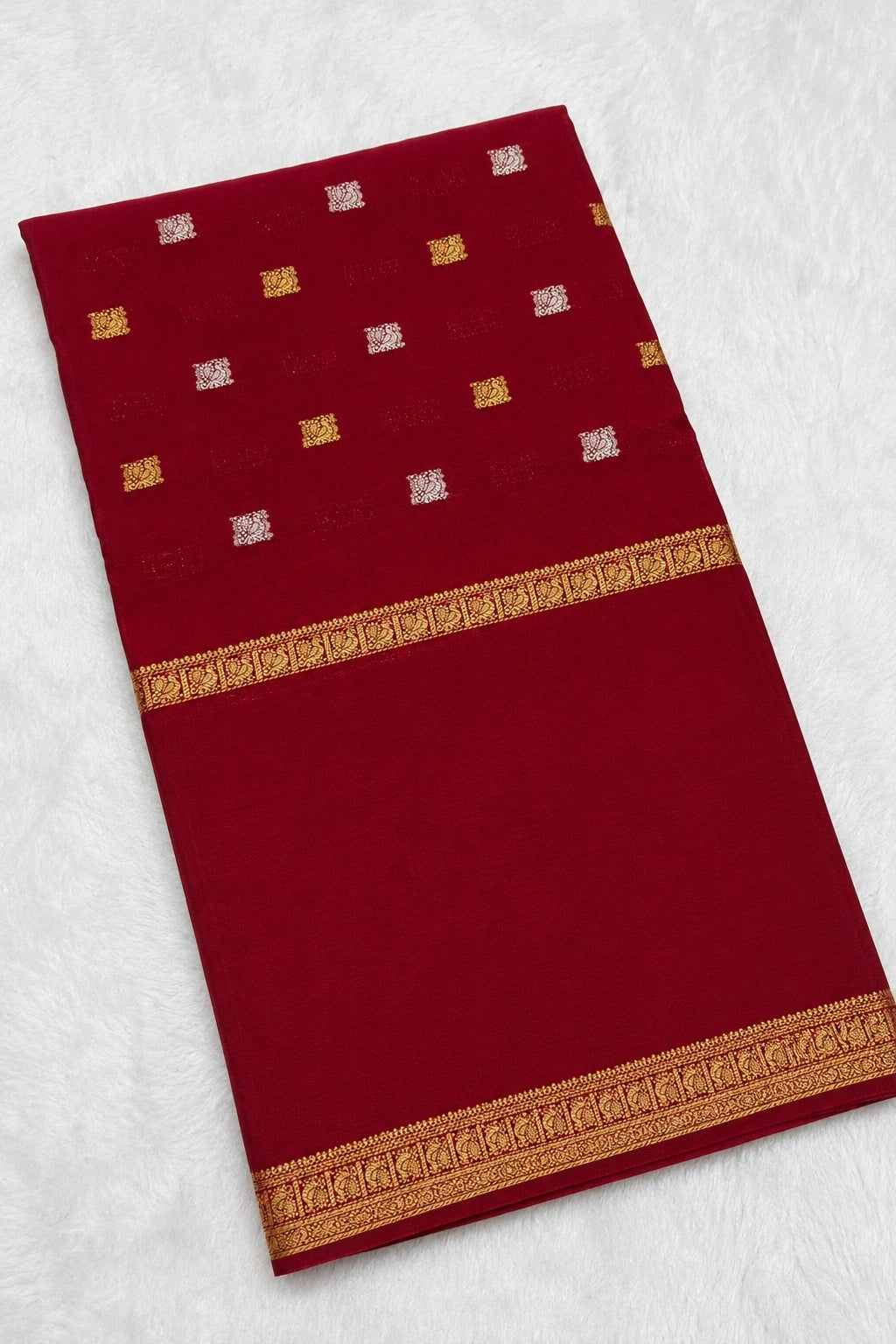Deep Crimson Red Bandhani Semi Crepe Silk Saree