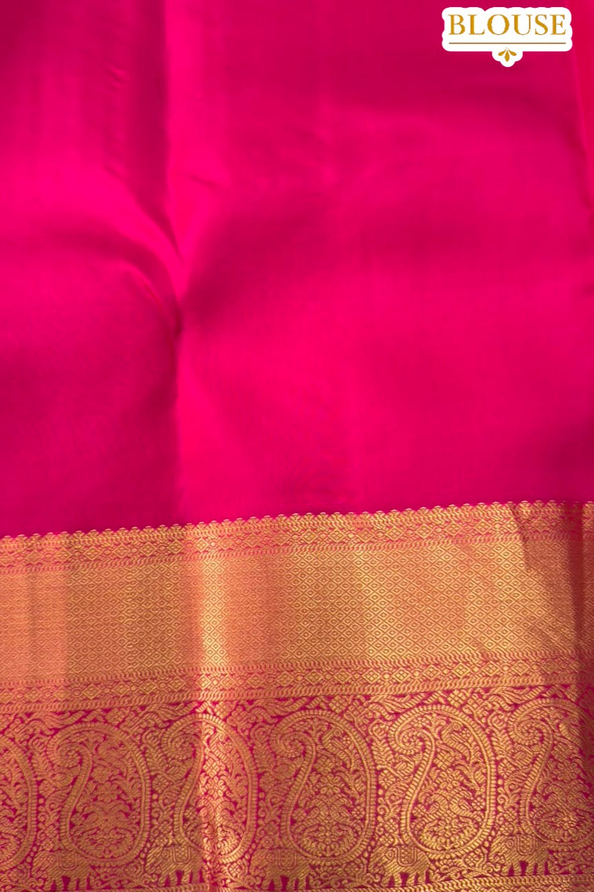 Red Orange Pure Silk Saree with Gold Paisley Zari Border