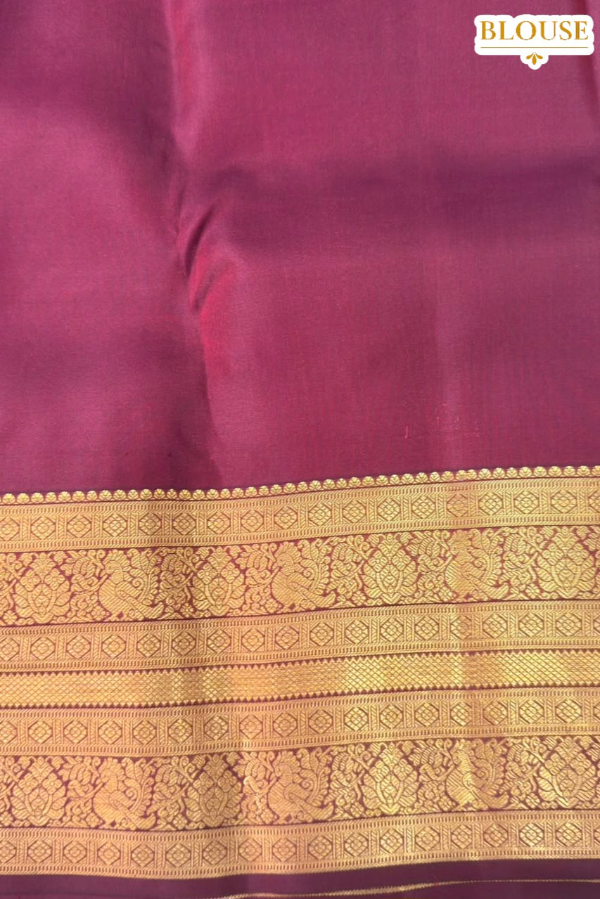 Rust Orange Pure Silk Saree with Gold Peacock Zari Border and Butis