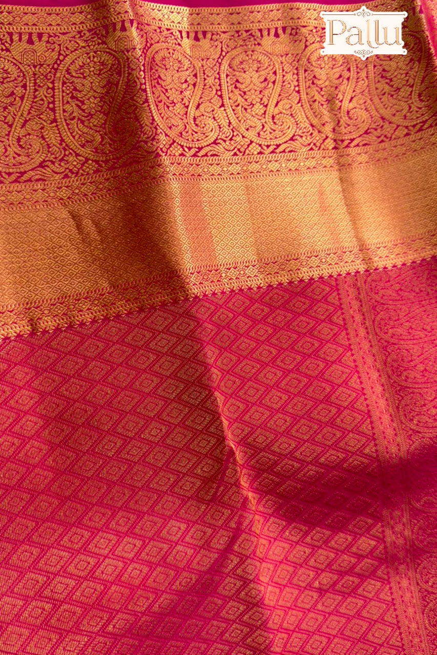 Red Orange Pure Silk Saree with Gold Paisley Zari Border
