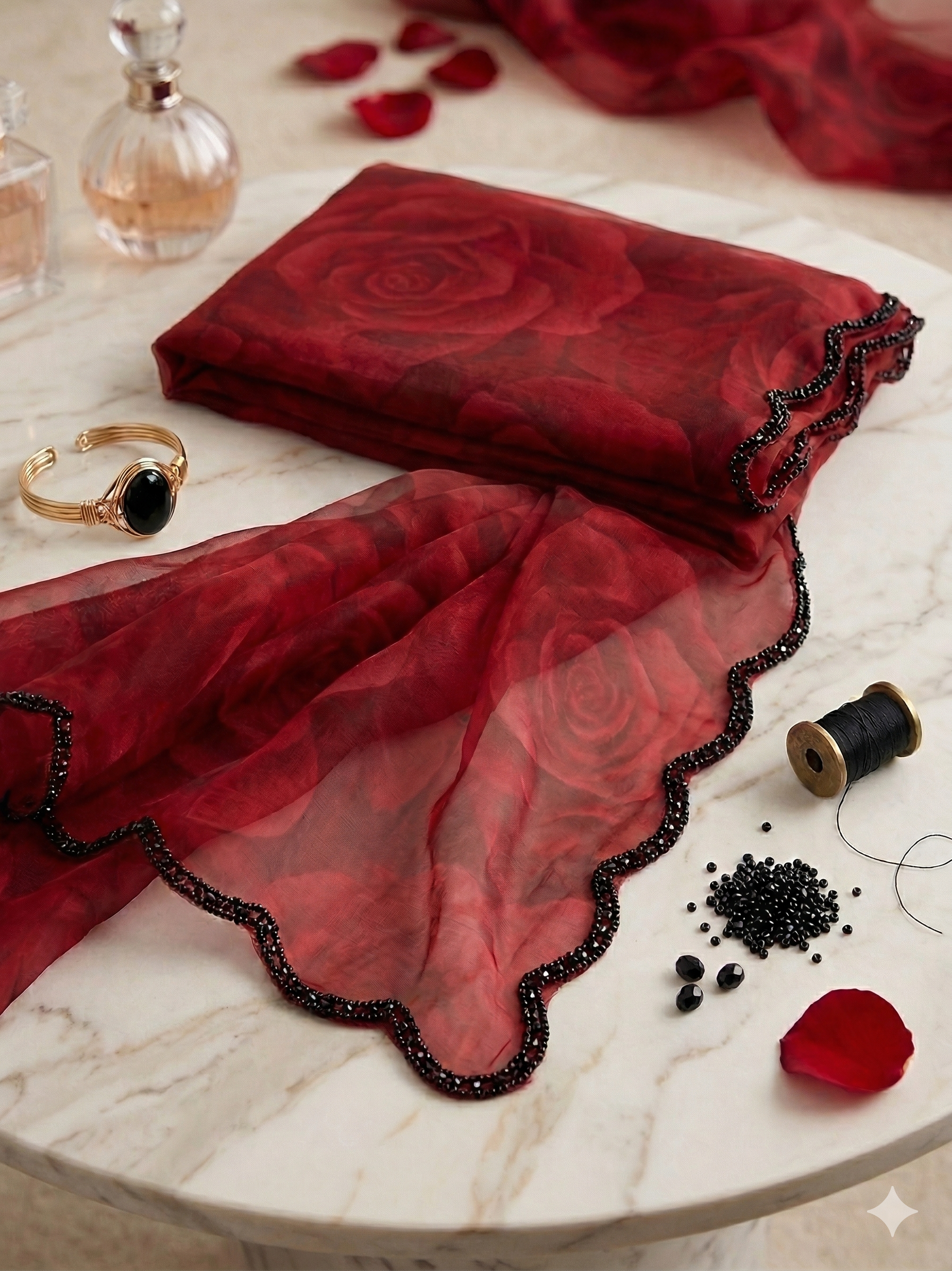 Satin Chiffon Red
