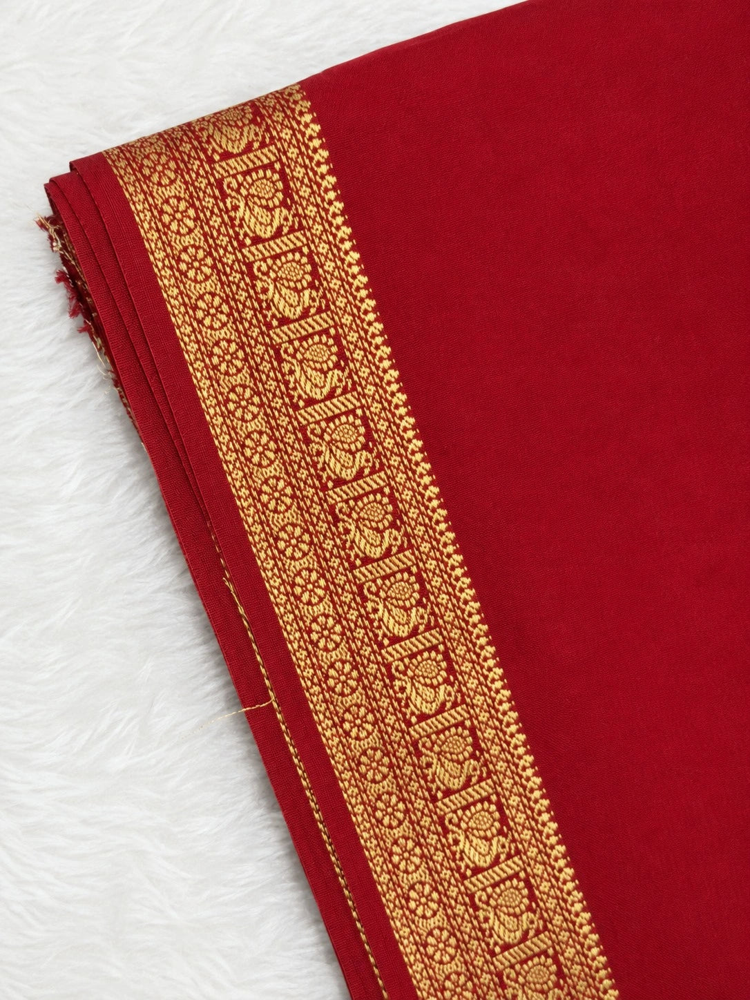 Deep Crimson Red Bandhani Semi Crepe Silk Saree