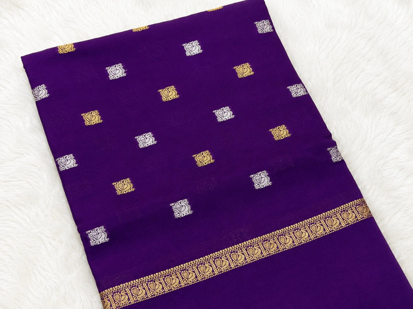Royal Violet Semi Crepe Silk Saree