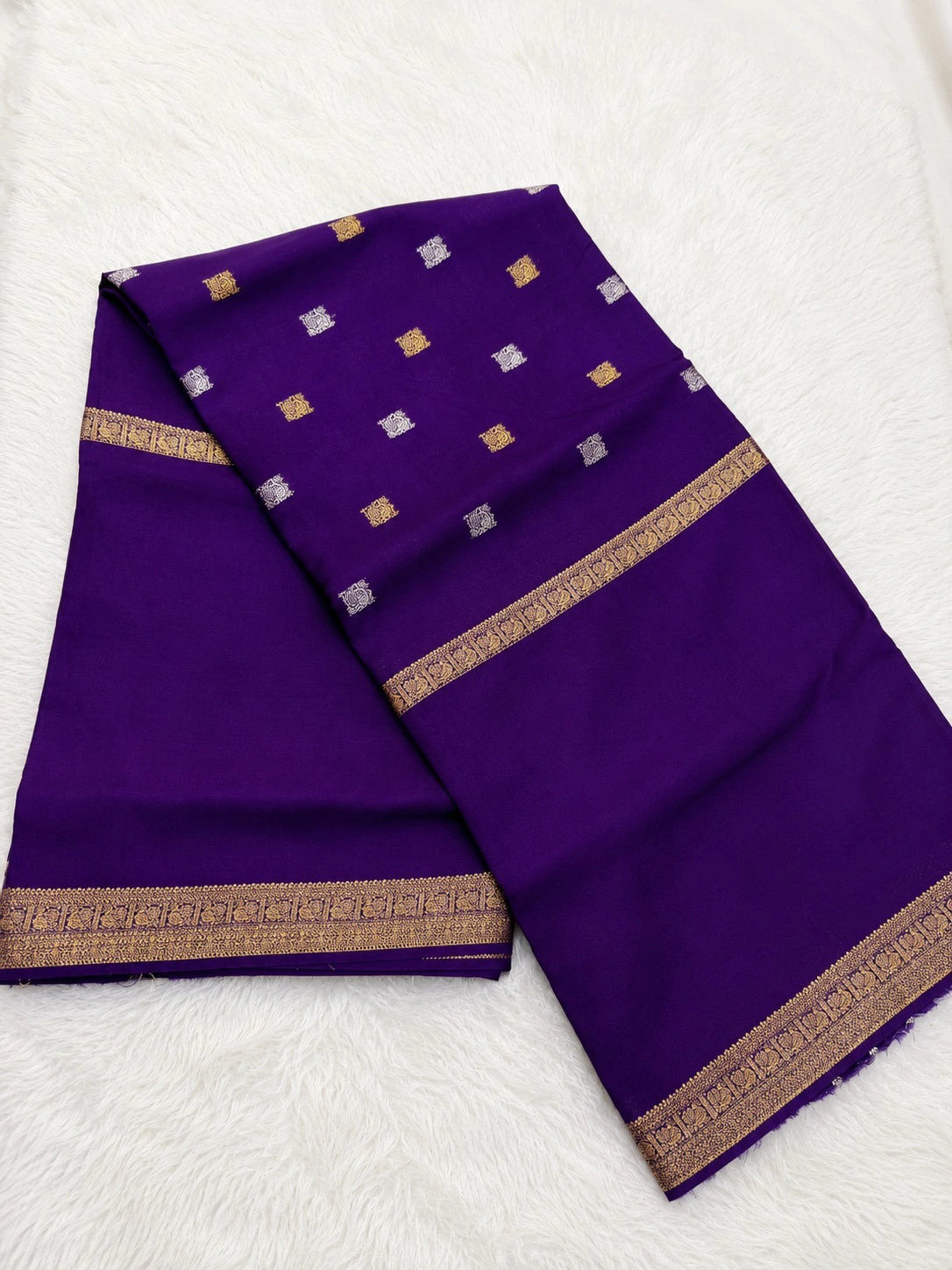 Royal Violet Semi Crepe Silk Saree