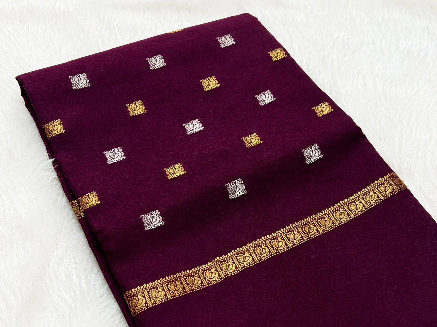 Plum Wine Semi Crepe Silk Saree