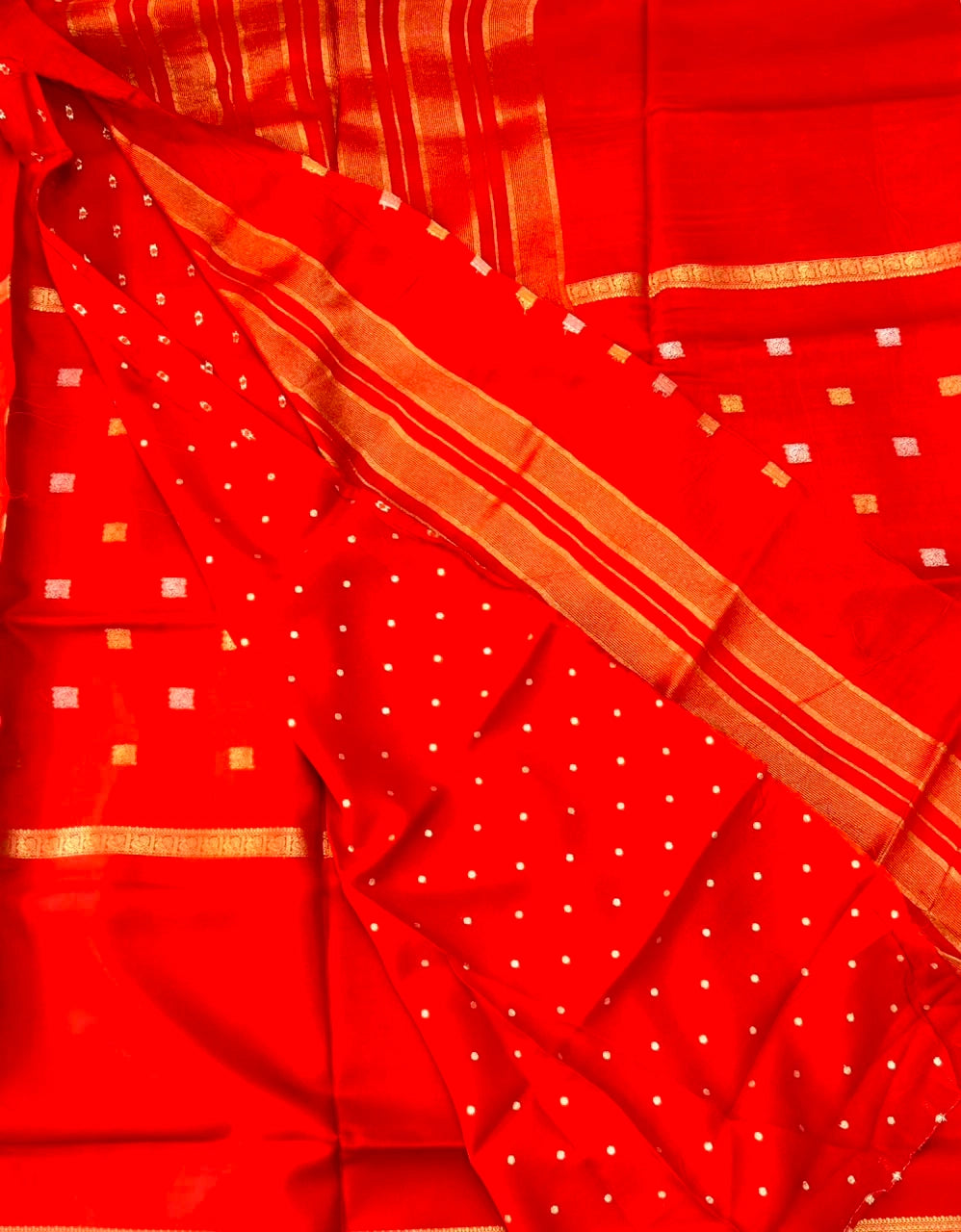 Scarlet Red Semi Crepe Silk Saree