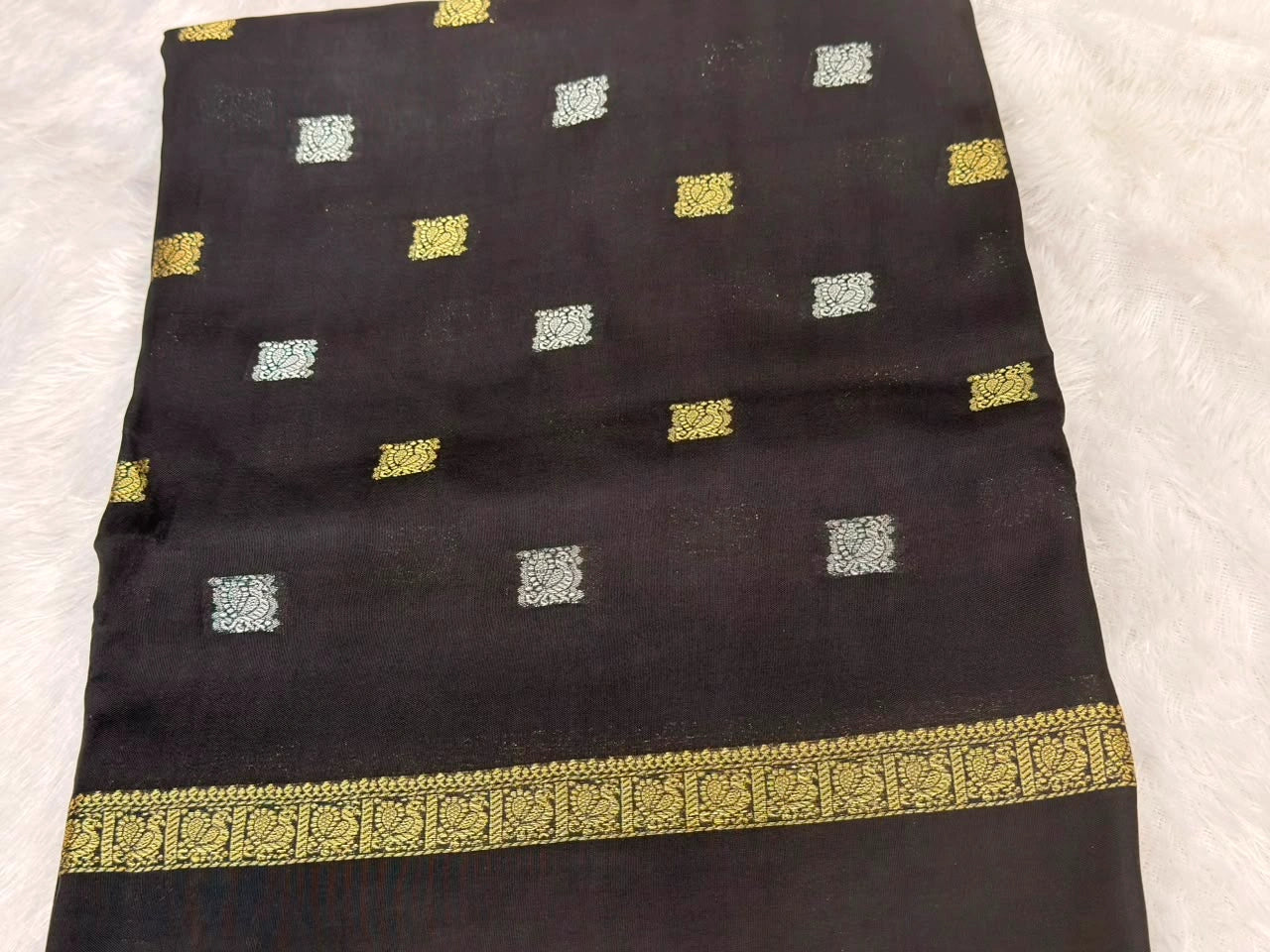 Charcoal Grey Bandhani Semi Crepe Silk Saree