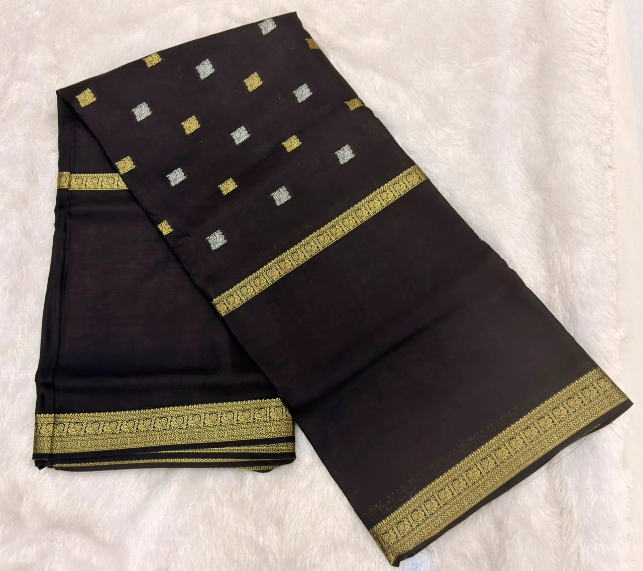 Charcoal Grey Bandhani Semi Crepe Silk Saree