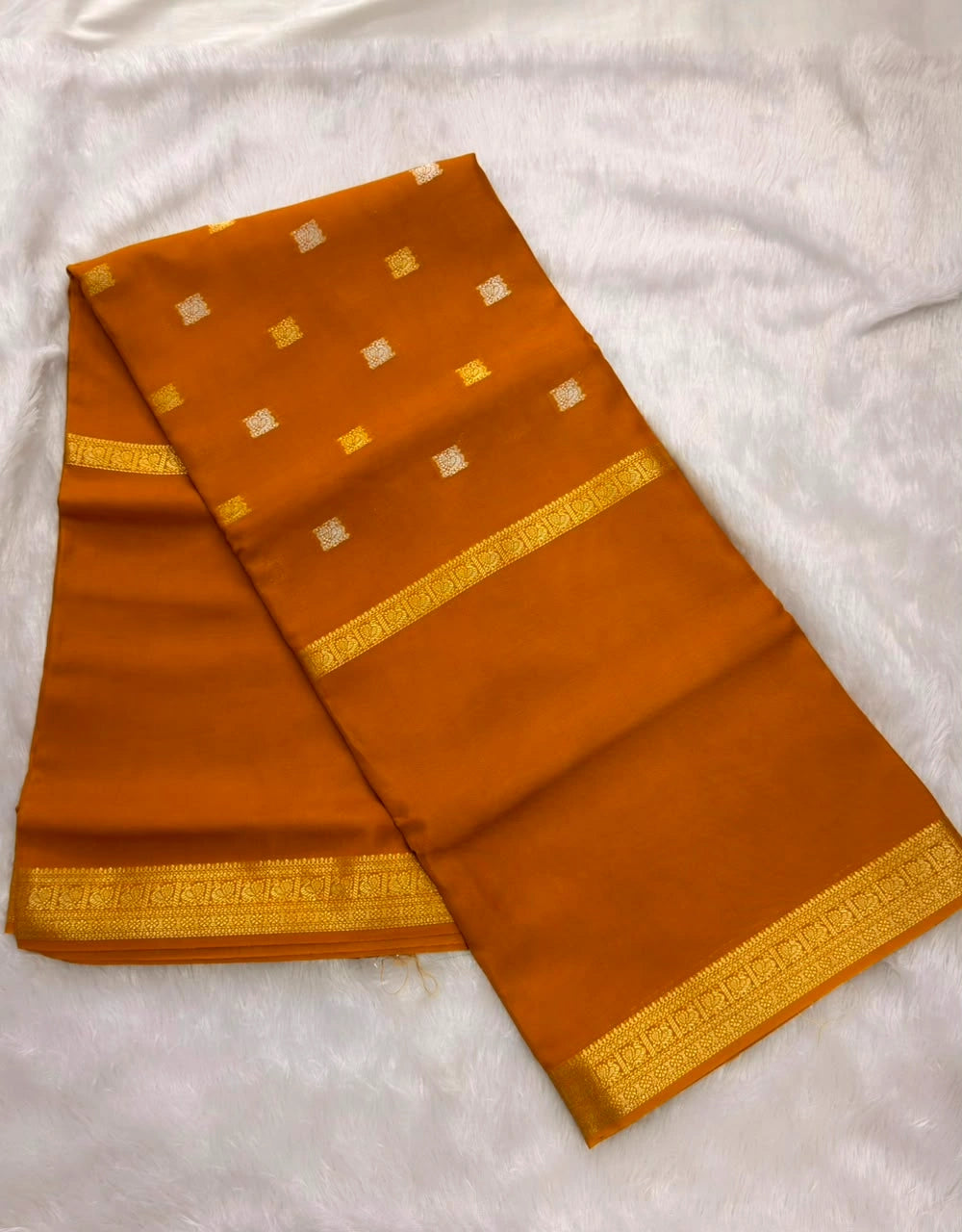 Amber Mustard Semi Crepe Silk Saree