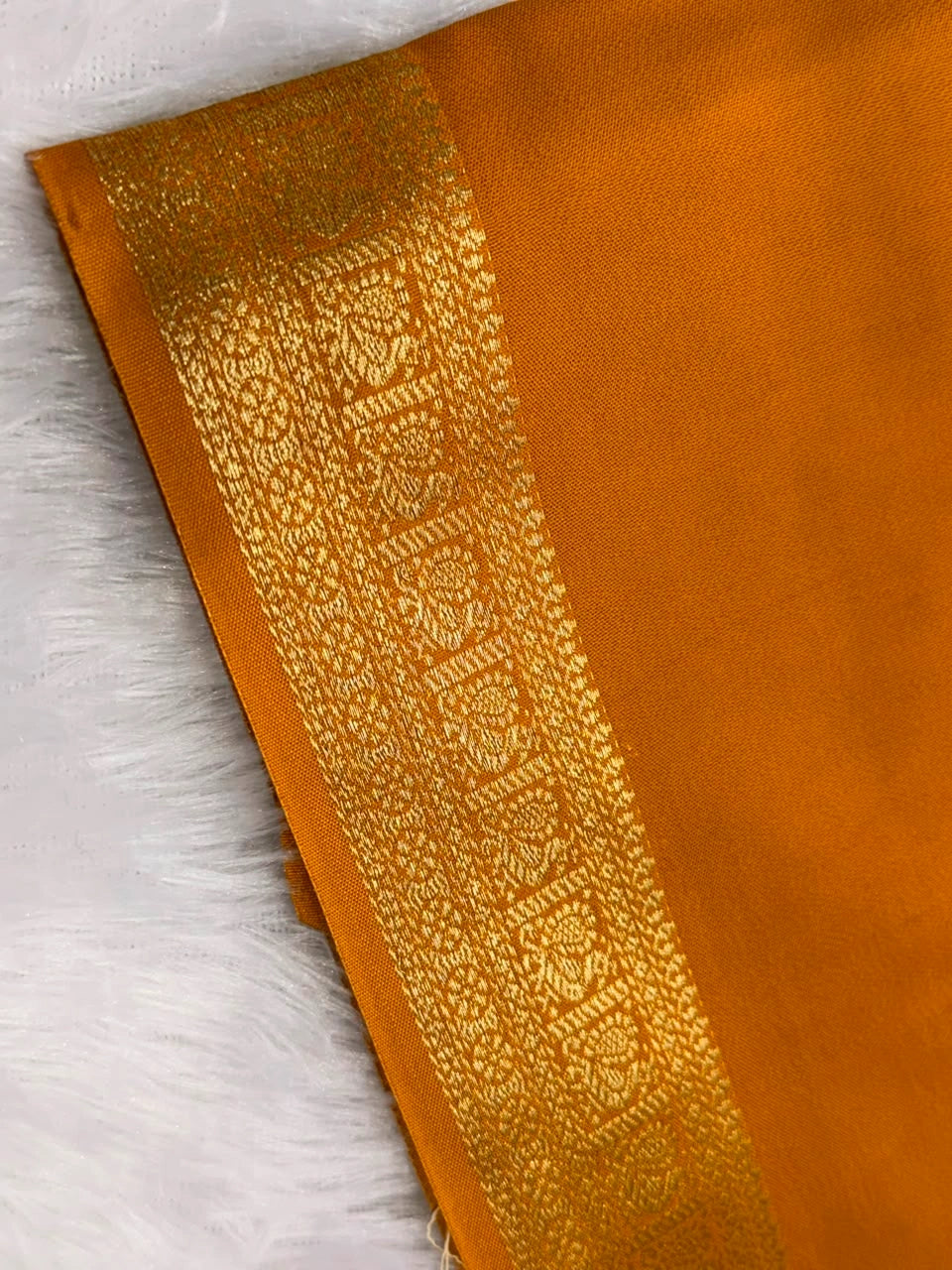 Amber Mustard Semi Crepe Silk Saree