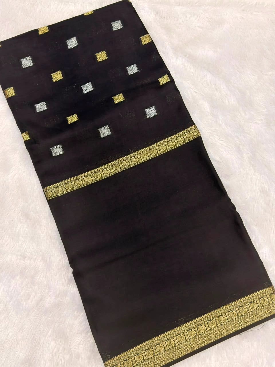 Charcoal Grey Bandhani Semi Crepe Silk Saree
