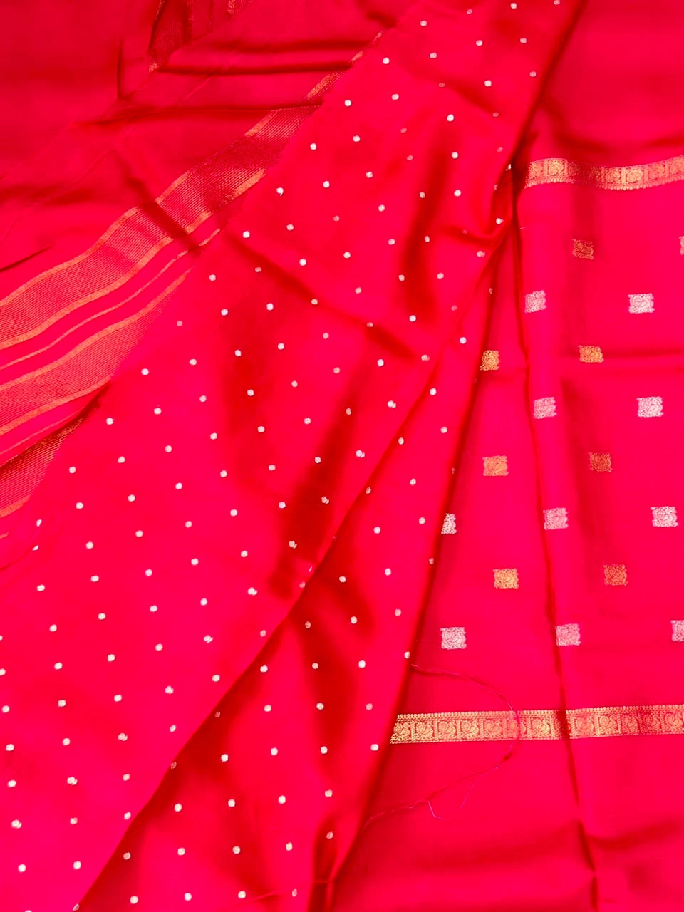Rani Pink Bandhani Semi Crepe Silk Saree