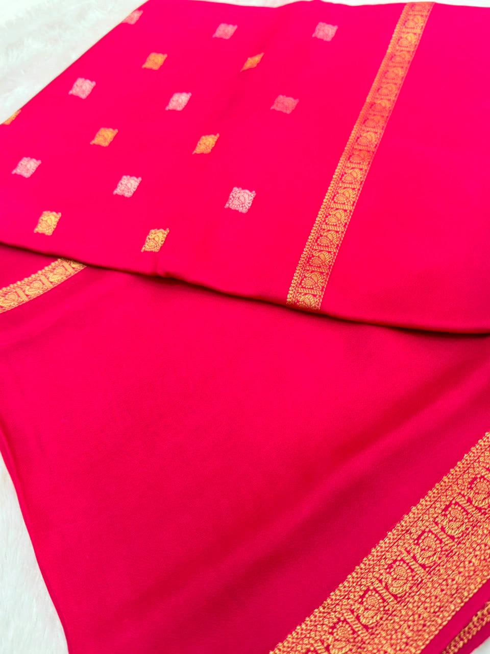 Rani Pink Bandhani Semi Crepe Silk Saree