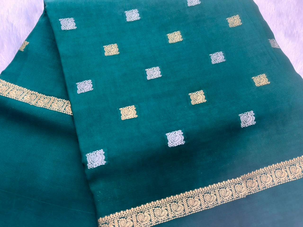 Emerald Green Semi Crepe Silk Saree