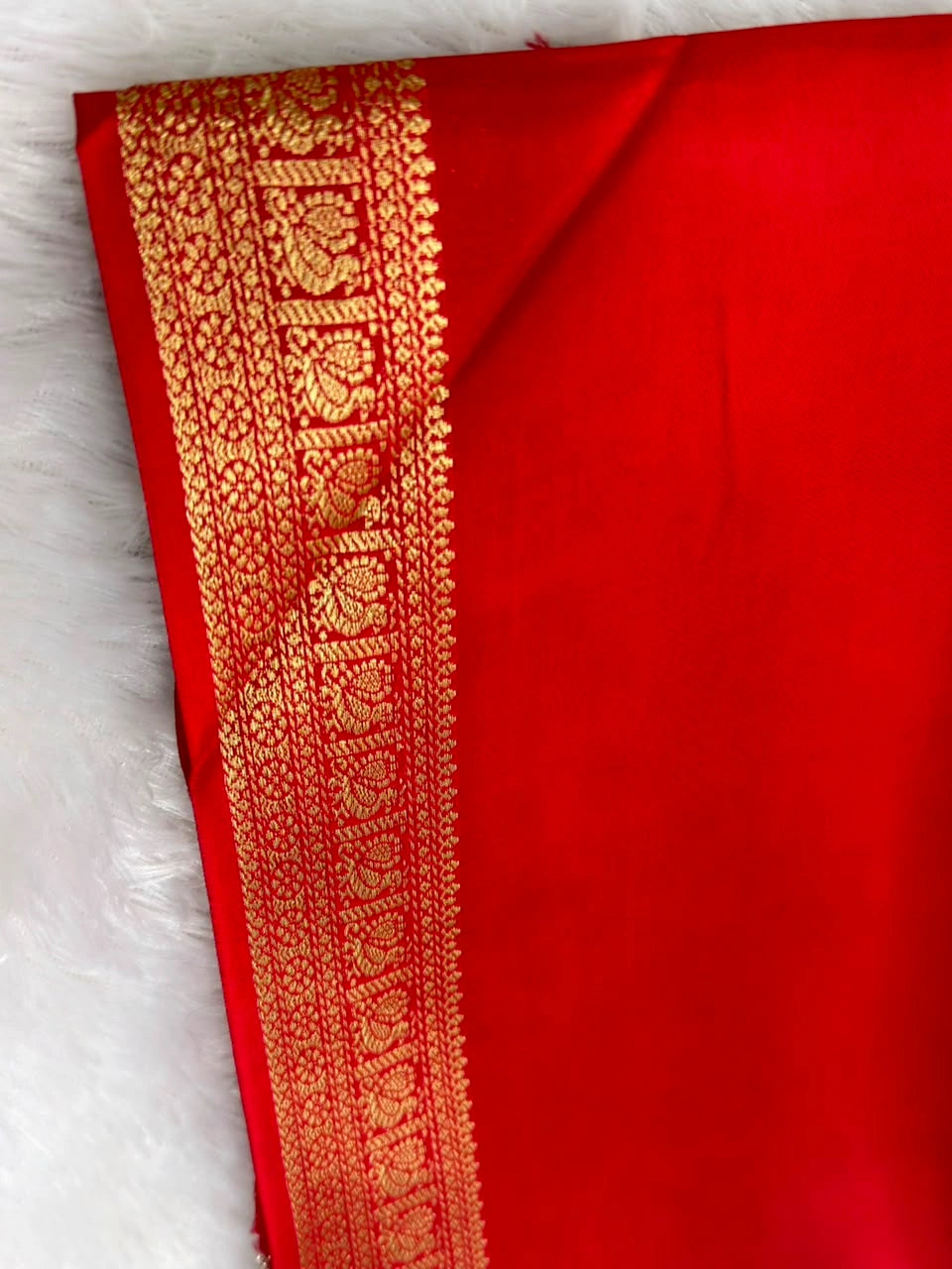 Poppy Red Semi Crepe Silk Saree