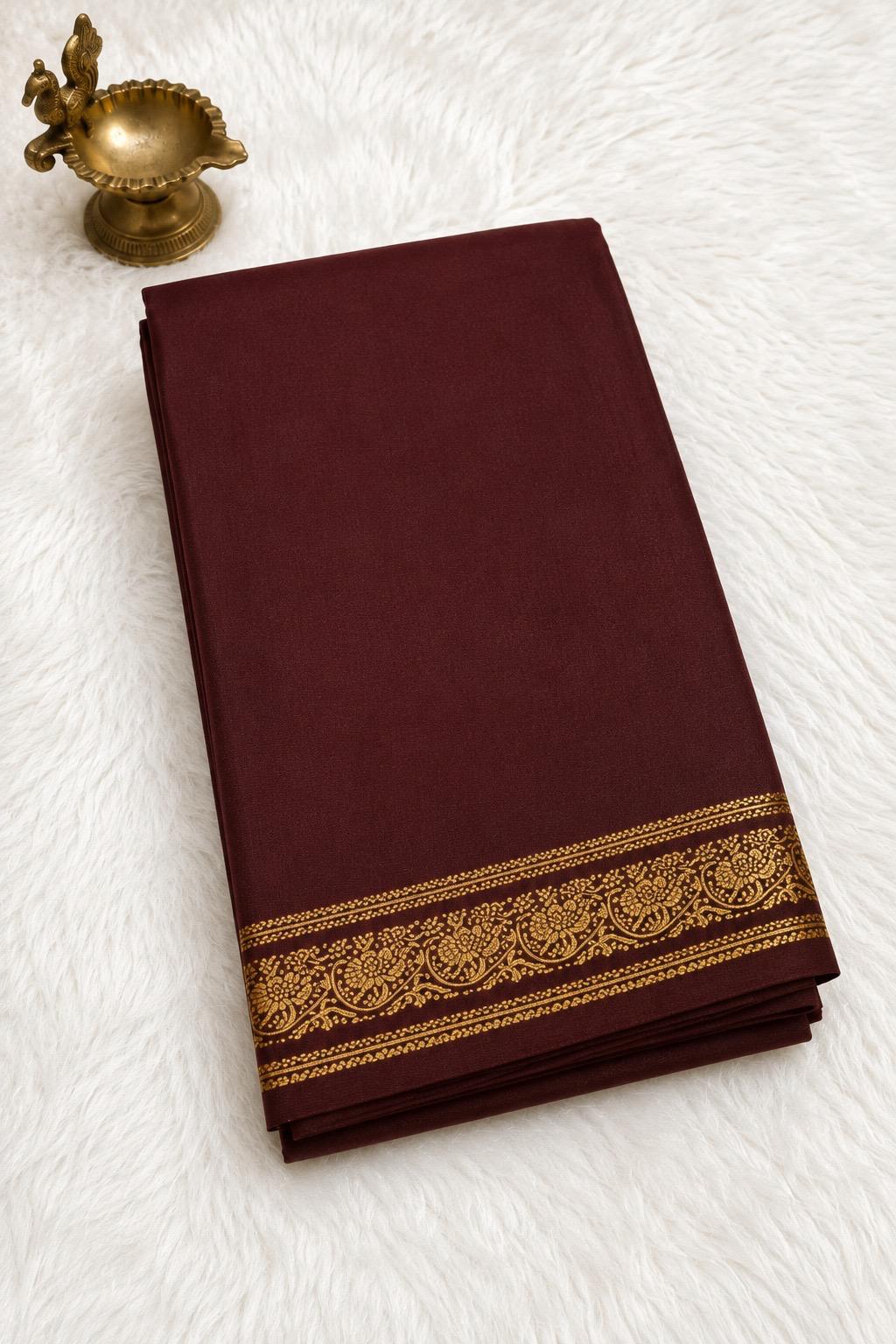 Coffee Brown Semi Crepe Silk Saree