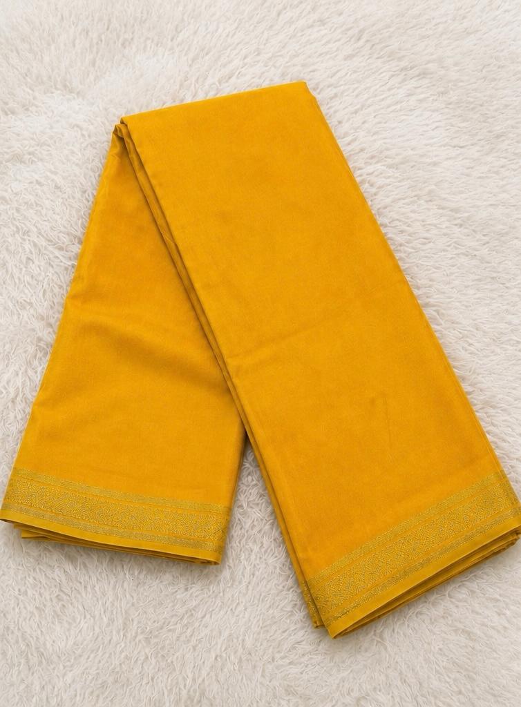 Turmeric Yellow Semi Crepe Silk Saree