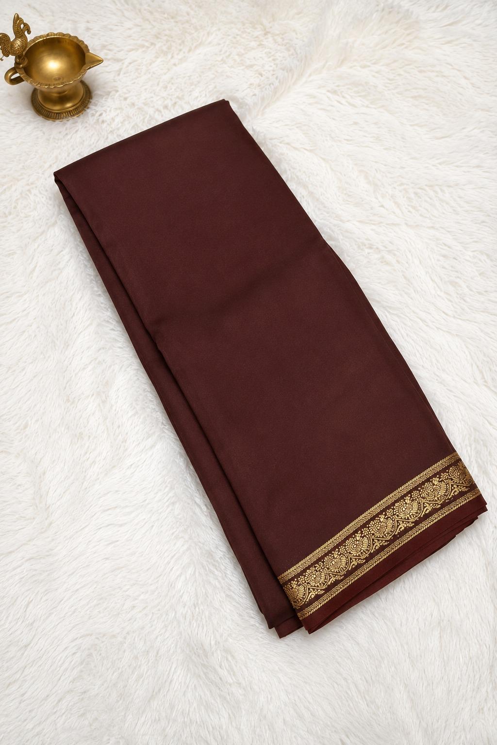 Coffee Brown Semi Crepe Silk Saree