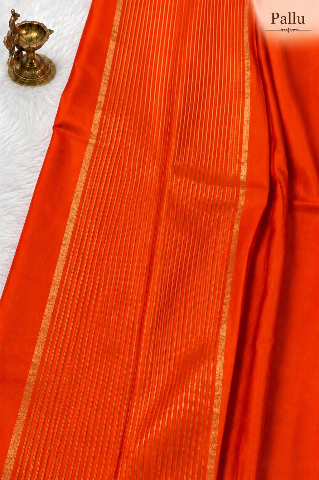 Tangerine Orange Semi Crepe Silk Saree