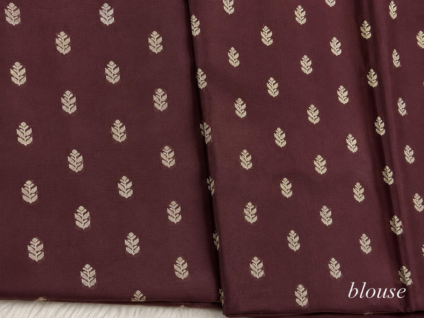 Coffee Brown Semi Crepe Silk Saree