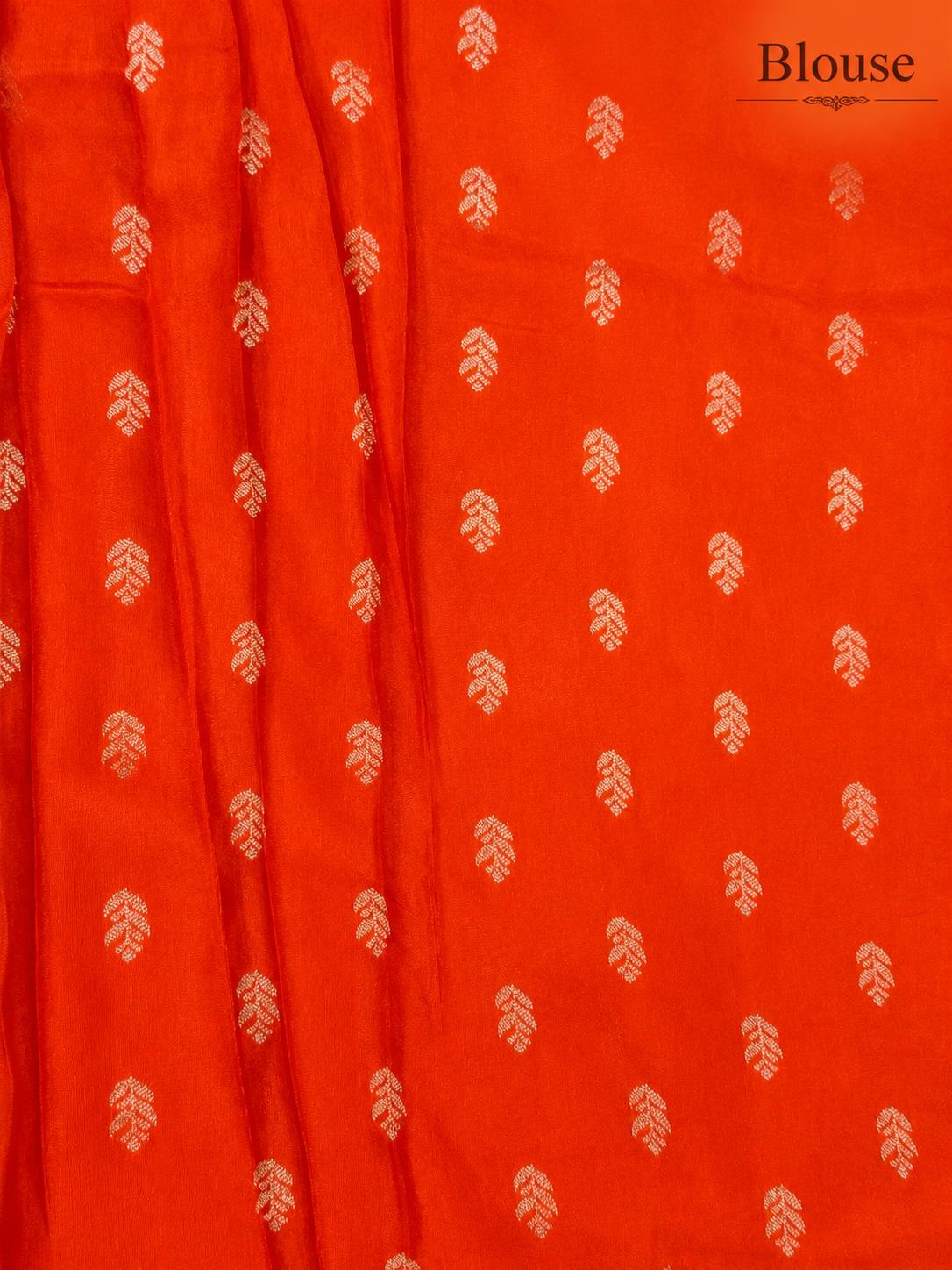Tangerine Orange Semi Crepe Silk Saree