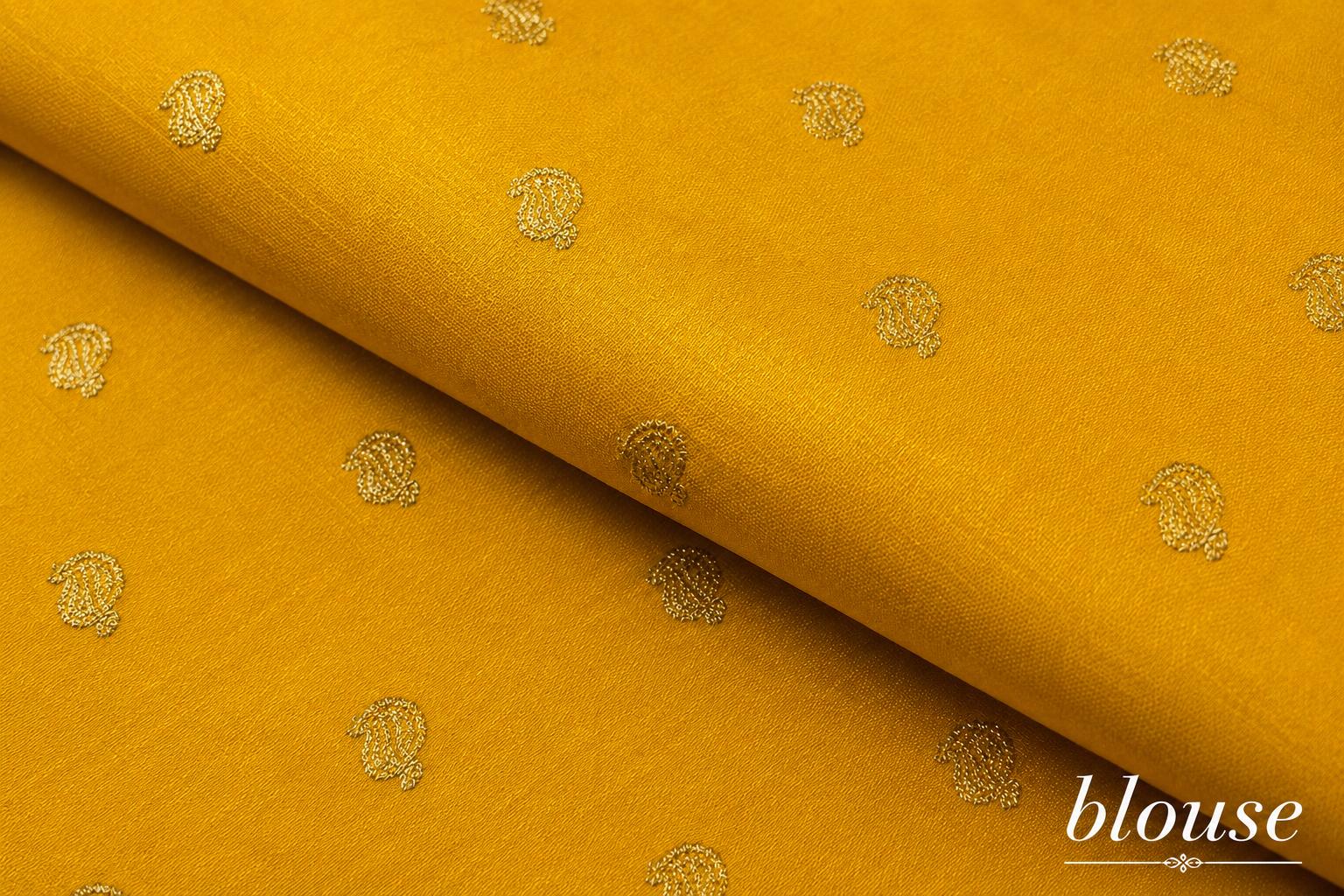 Turmeric Yellow Semi Crepe Silk Saree