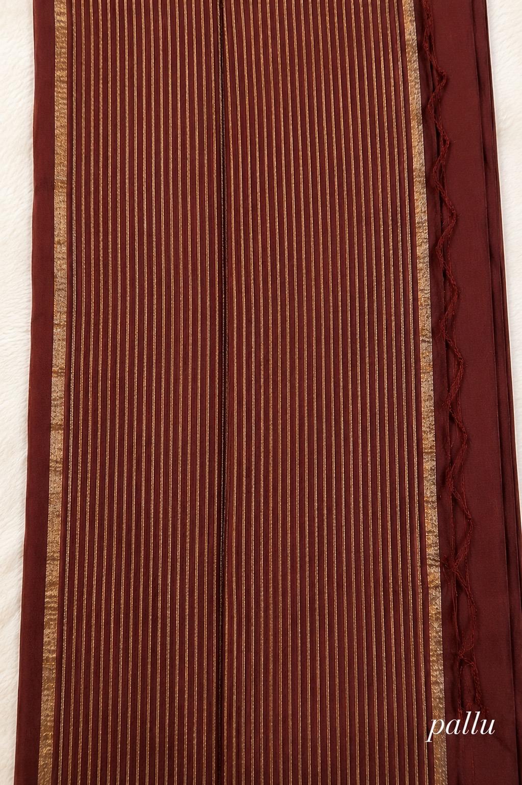 Coffee Brown Semi Crepe Silk Saree