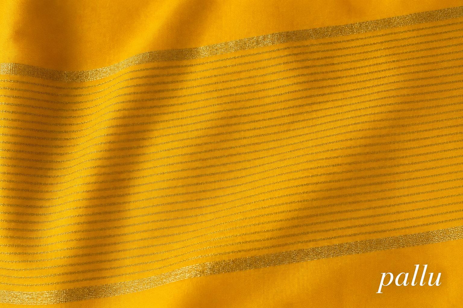 Turmeric Yellow Semi Crepe Silk Saree