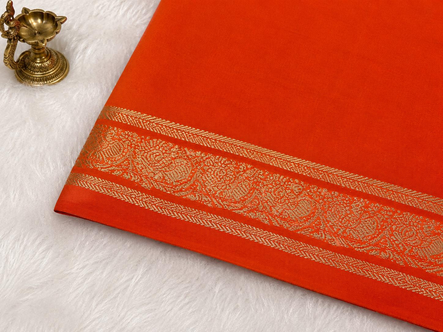 Tangerine Orange Semi Crepe Silk Saree