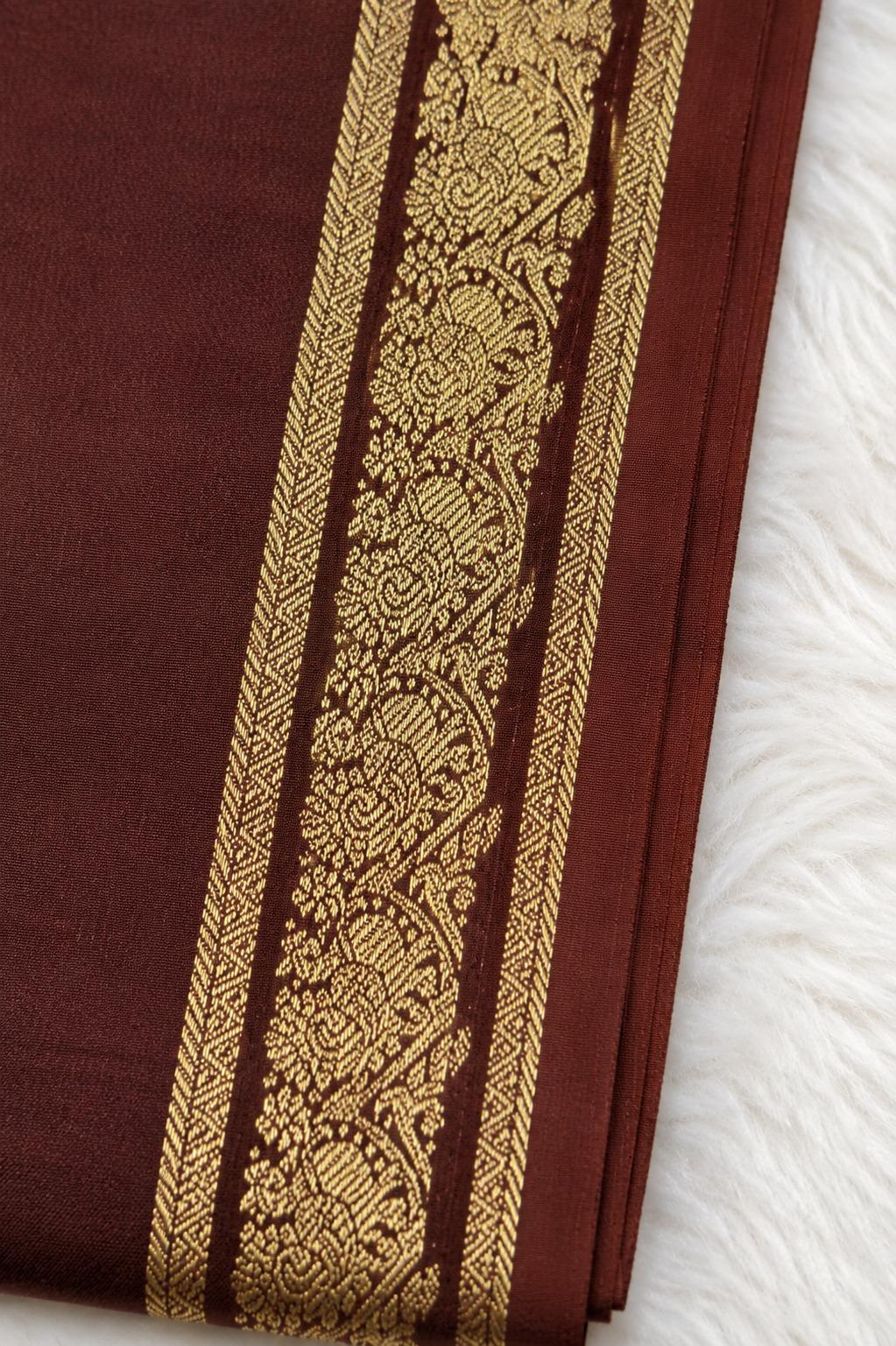 Coffee Brown Semi Crepe Silk Saree