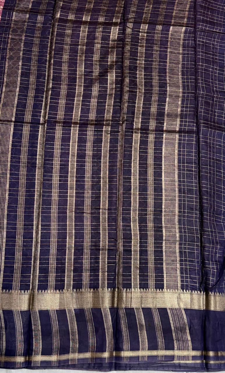 Wine Floral & Geometric Assamese Cotton Saree