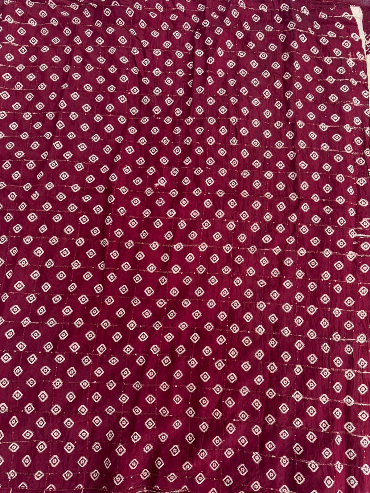 Wine Maroon & Beige Gold Heritage mulcotton Saree