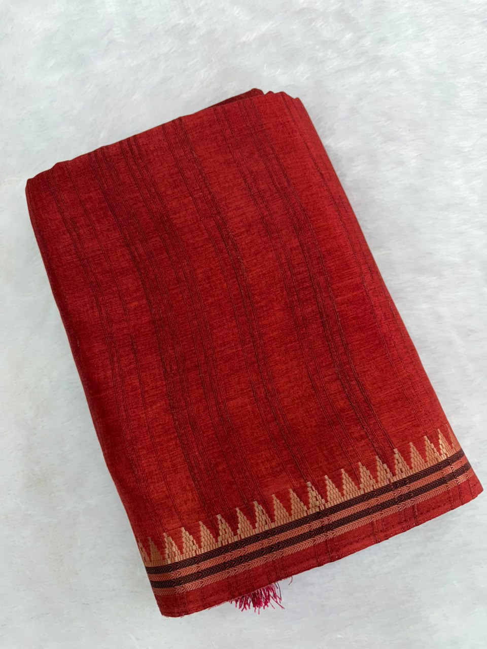 Rich Crimson Red Raw Silk Saree with Antique Zari