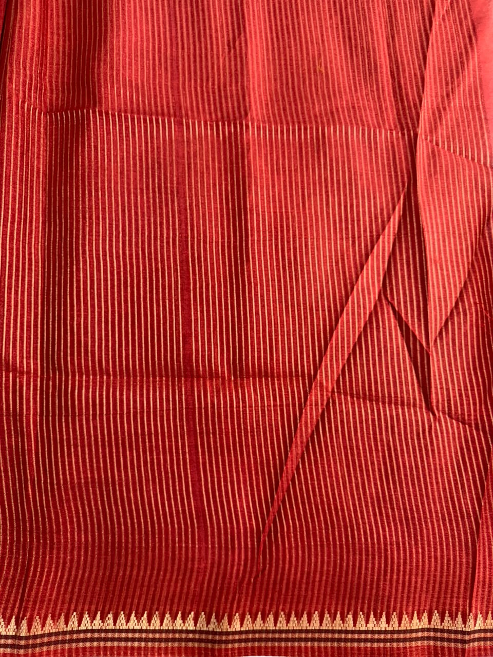 Rich Crimson Red Raw Silk Saree with Antique Zari