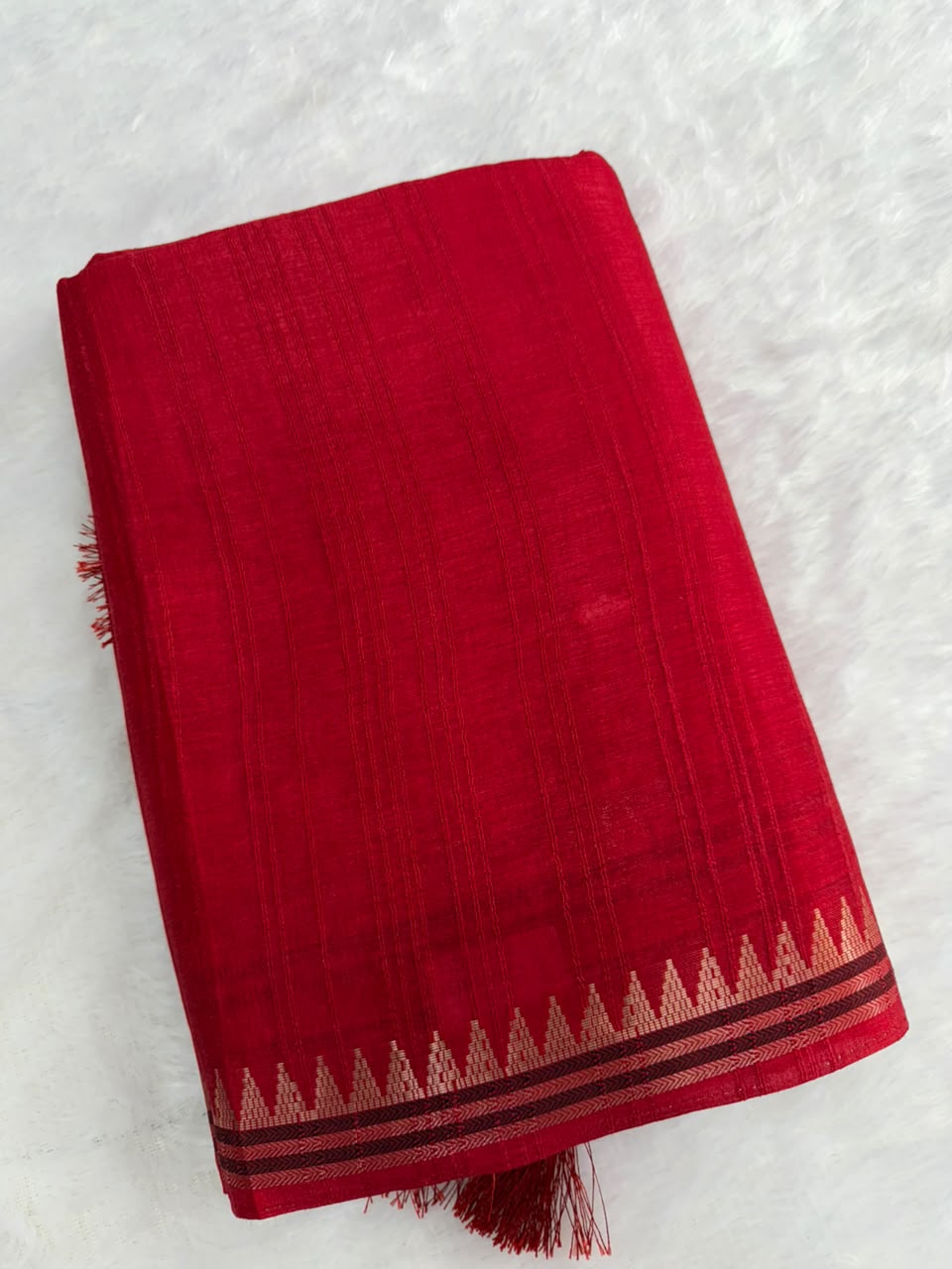 Rusty orange Raw Silk Saree with Antique Zari