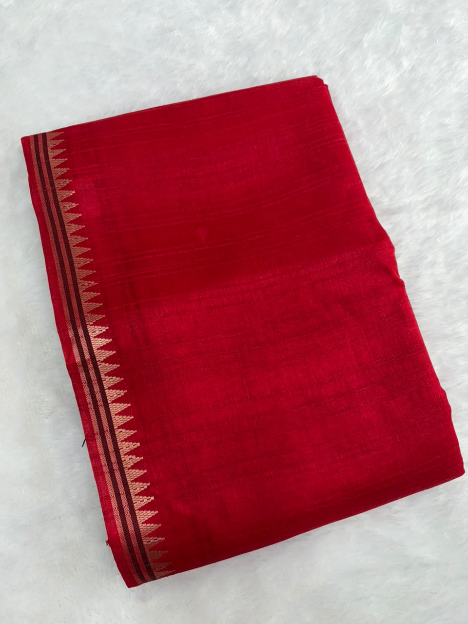 Rusty orange Raw Silk Saree with Antique Zari