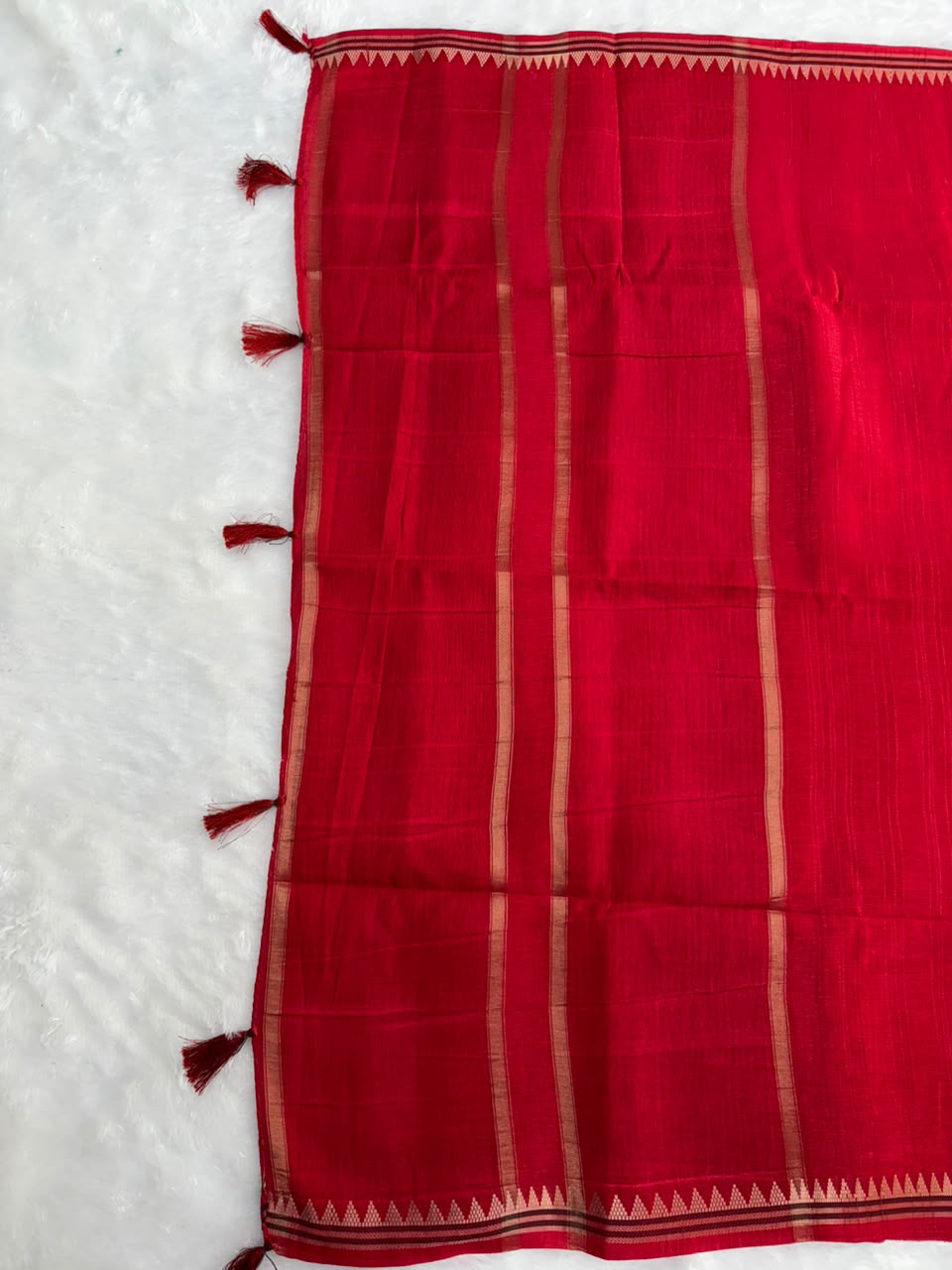 Rusty orange Raw Silk Saree with Antique Zari
