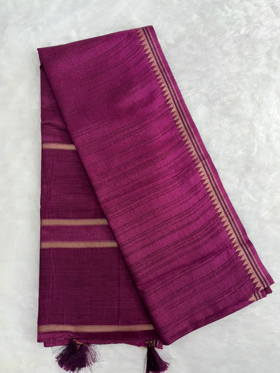 Royal Magenta Raw Silk Saree with Antique Zari